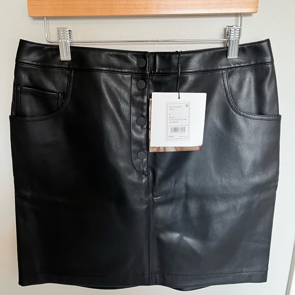 NWT Theory Black Faux Leather Skirt